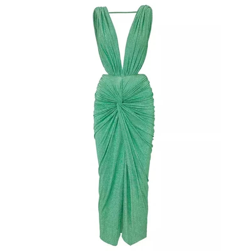 Maillot de bain sexy vert avec jupe assortie